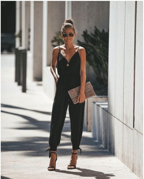Women's Jumpsuit Flowers Print Spaghetti Strap Romper - Image 6
