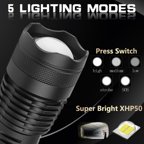 USB Charging Zoom P50 Flashlight - Image 3